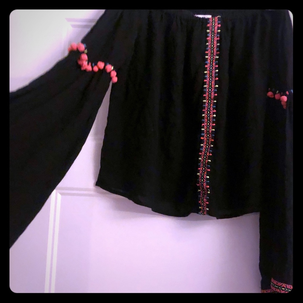 Off-The-Shoulder Fiesta Tassel Party Top